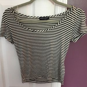 About a girl black and white striped crop top